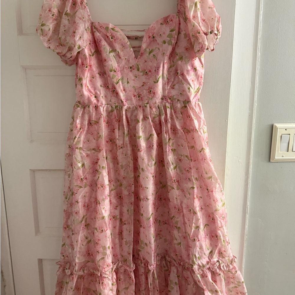 Lulu's Pink Floral Maxi Dress